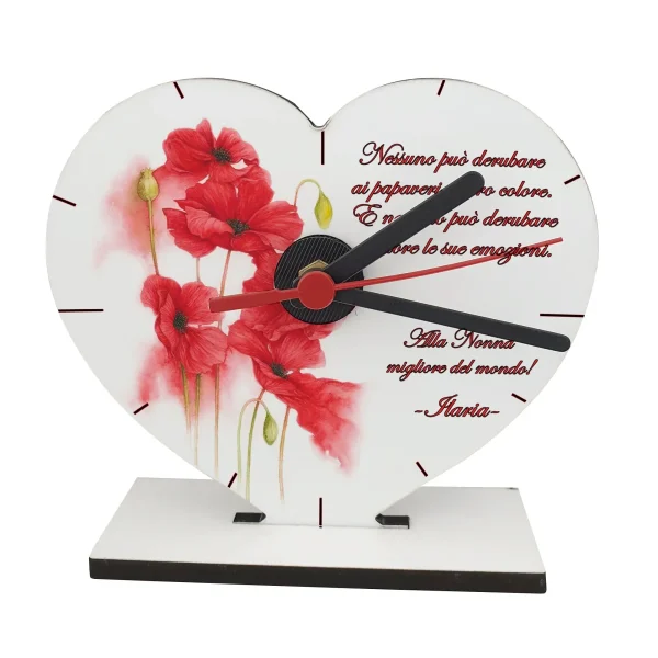 Orologio a cuore da tavolo Papavero