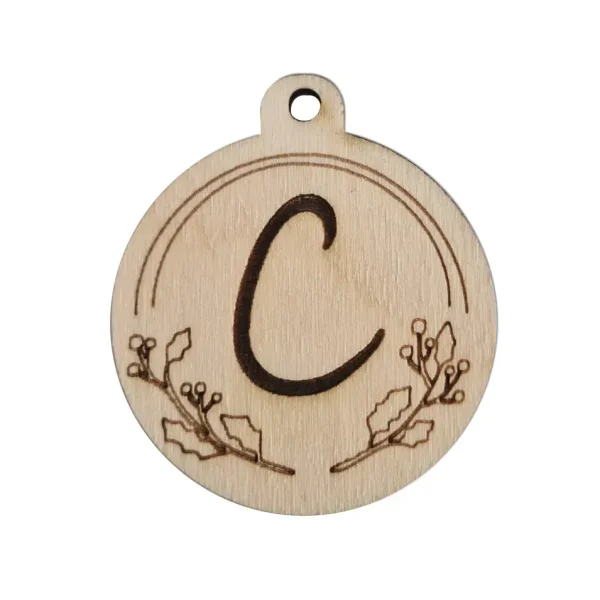 Pallina in legno di Natale con lettera